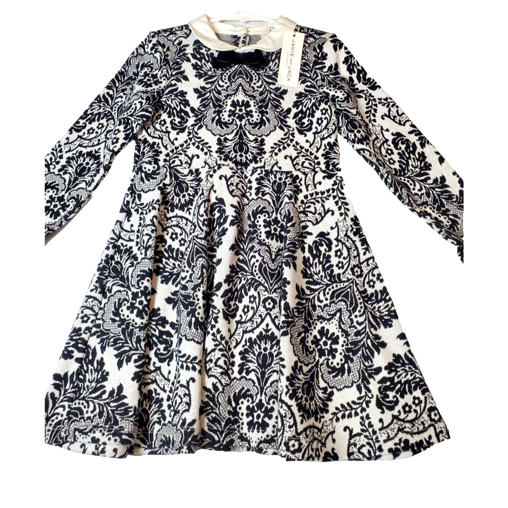 NEW Janie and Jack Girls Small Dress 100% Cotton Sweater Knit Long Sleeve Bow